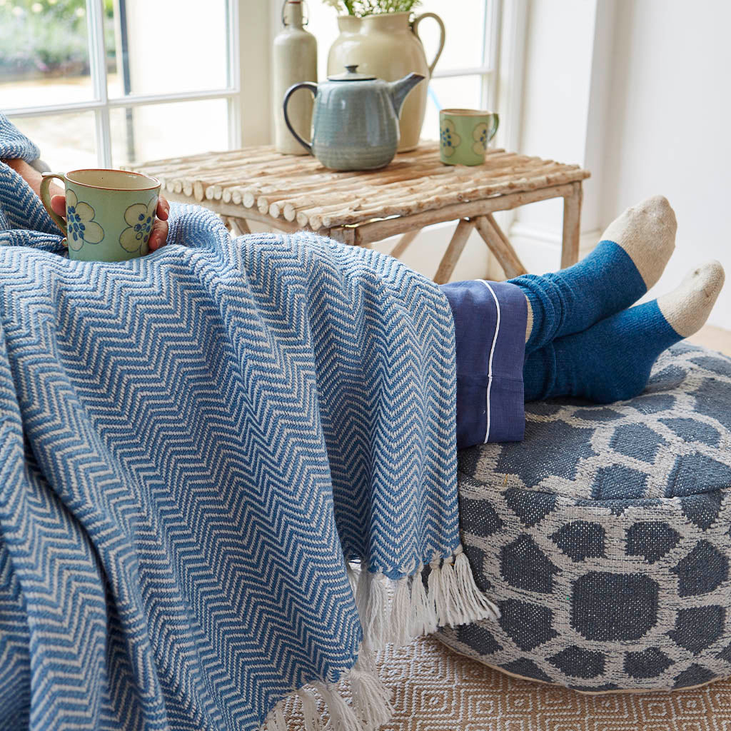 Cobalt Herringbone Blanket