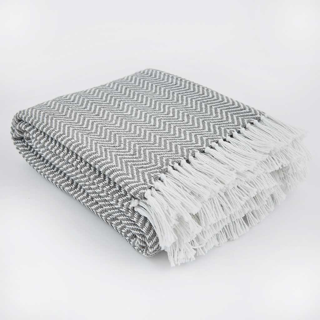 Grey herringbone blanket sale