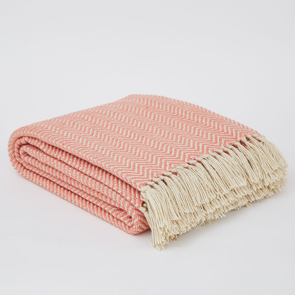 Coral Herringbone Blanket