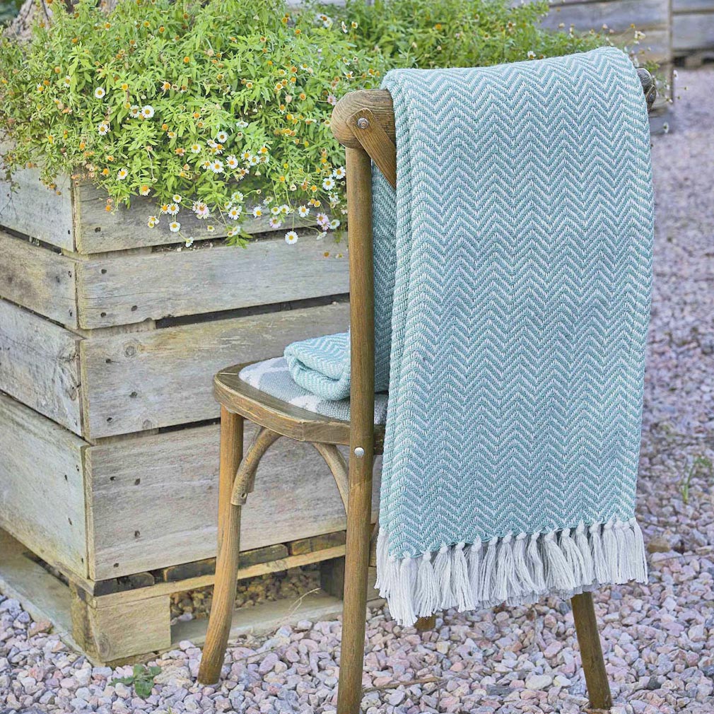 Teal Herringbone Blanket