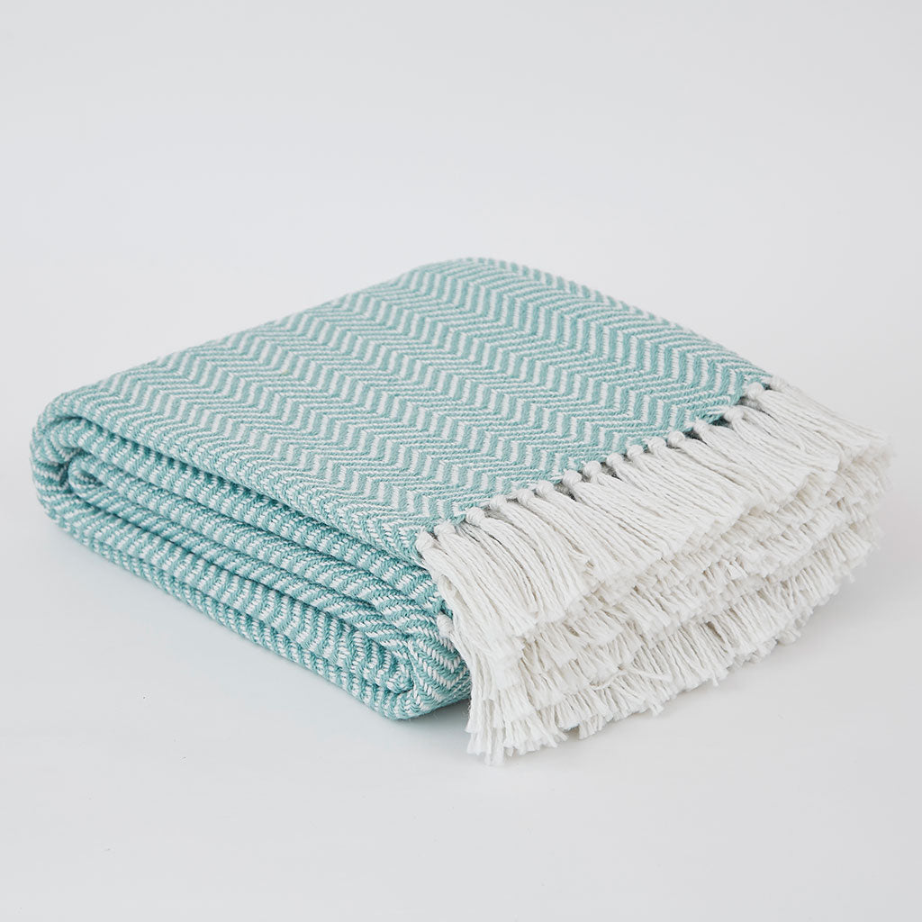 Teal Herringbone Blanket