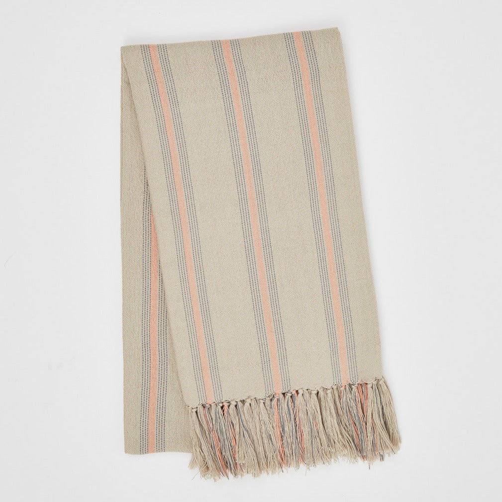 Antibes Coral & Grey Throw | French Linen Collection | Weaver Green
