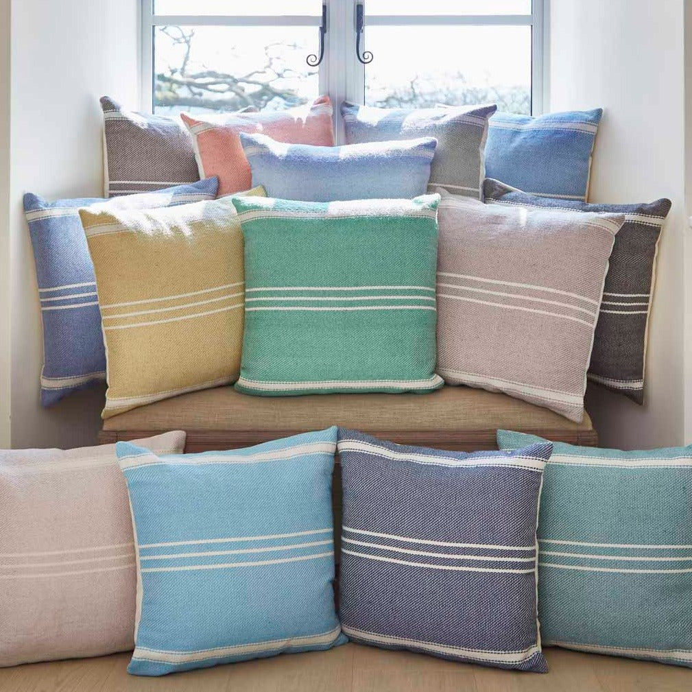 Oxford Stripe Azure Cushion Covers Free UK Delivery Over 50